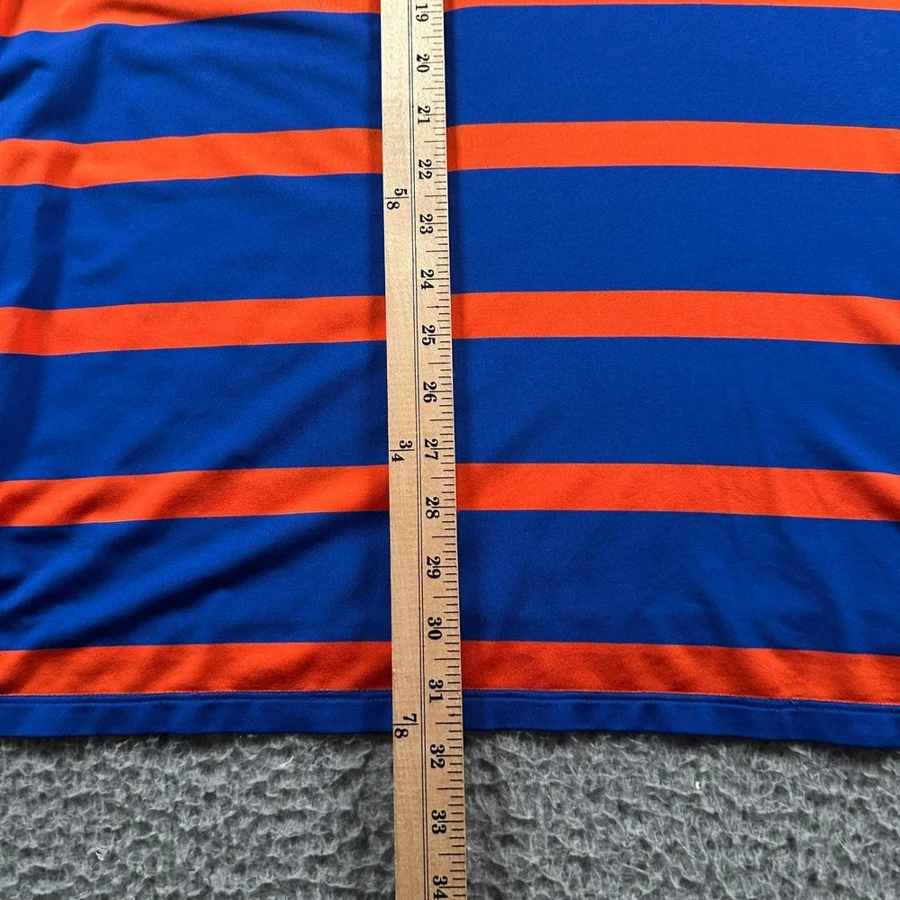 Ralph Lauren RLX Polo Mens XL‎ Blue Orange Striped Indian Wells Golf Shirt Tech